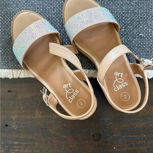art class Nude Sandals with Iridescent Glitter Strap